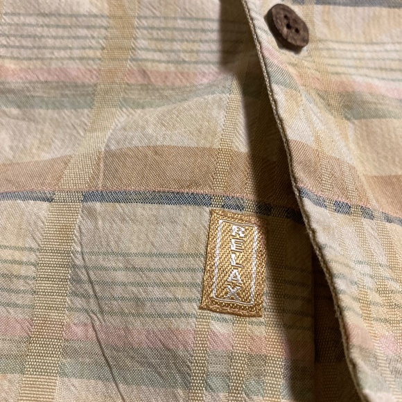 Tommy Bahama Plaid Striped Short Sleeve Button Down Shirt 100% Silk Yellow XL - Picture 11 of 11
